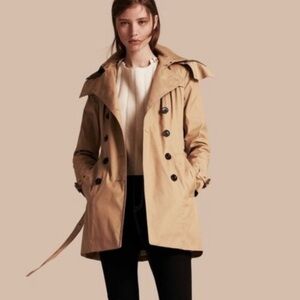 Burberry Brit Short Trench Coat with removable hood.